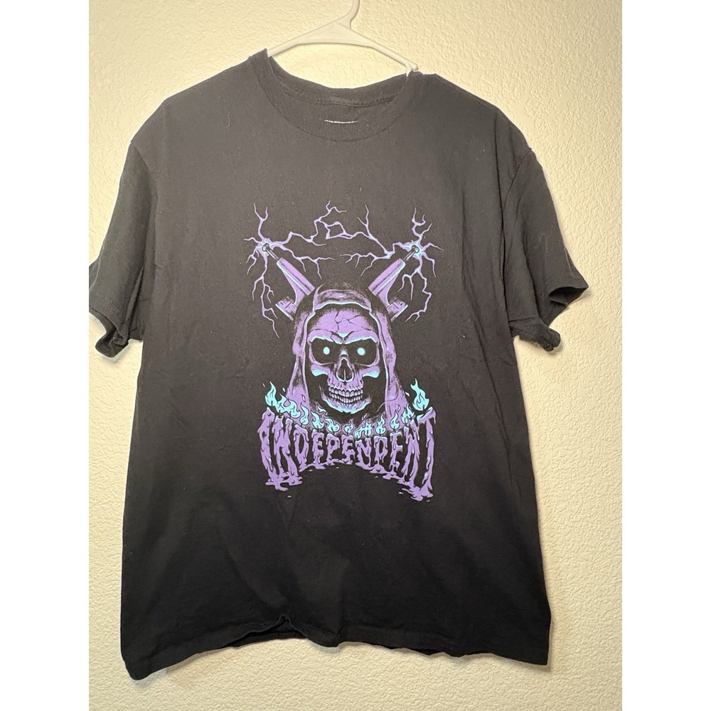 Independent Men's Graphic Skull T-Shirt, Black, Crew Neck, Size L